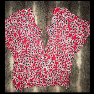 Red Floral Blouse